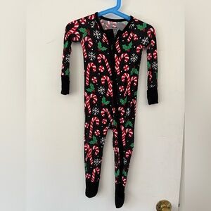 Little Sleepies Festive Candy Cane One Piece - Red, Green, Black